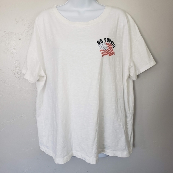 Old Navy XL Tall White Short Sleeve T-shirt The Easy Tee Go Fourth Flag USA July - Picture 1 of 5